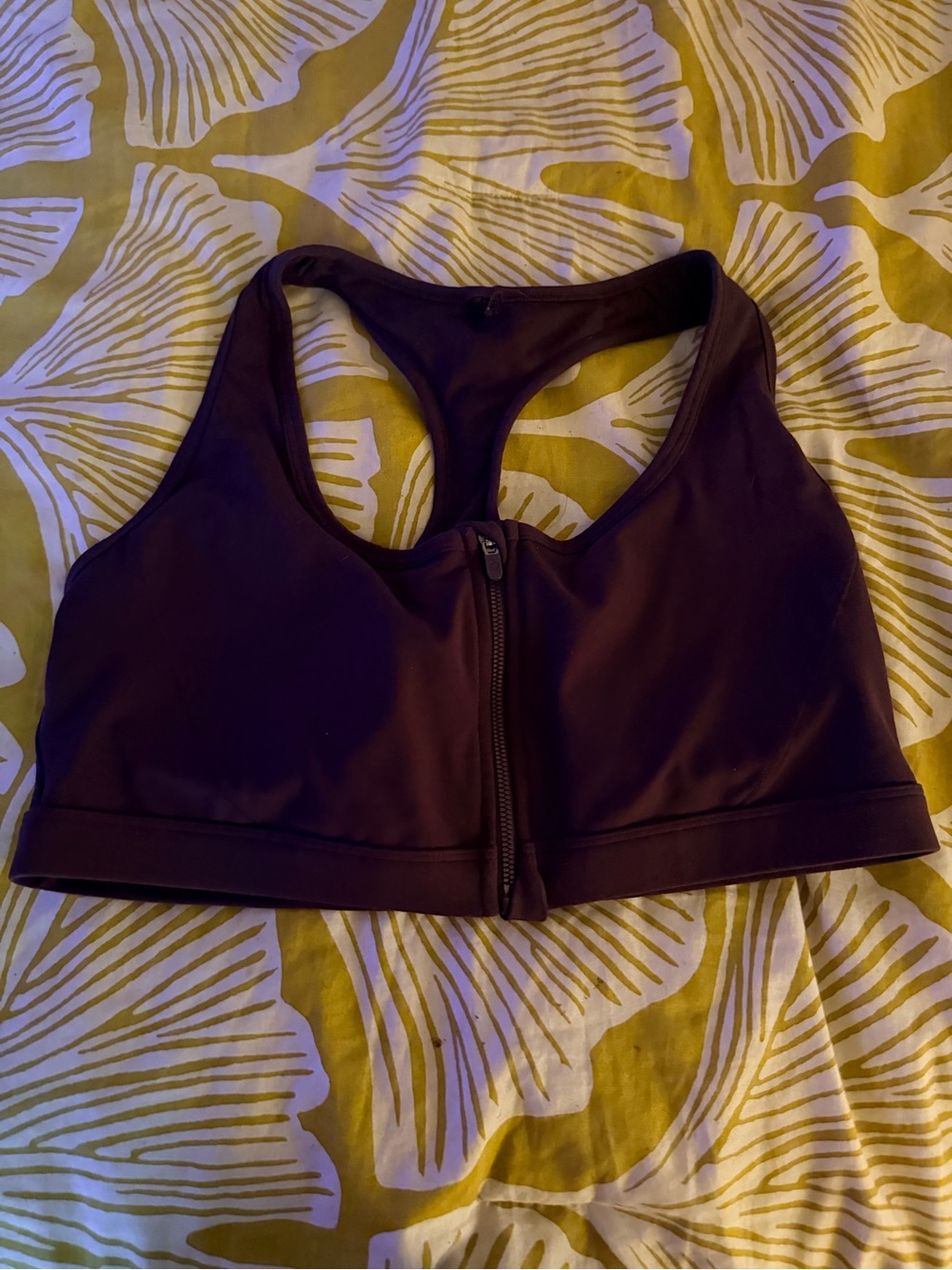 Fabletics Front-Zip Racerback Sports Bra - Merlot